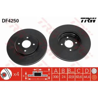 TRW DF4250 - Jeu de 2 disques de frein avant