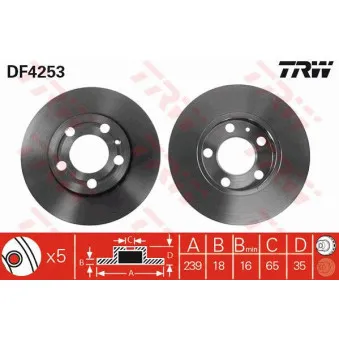 Jeu de 2 disques de frein avant TRW DF4253