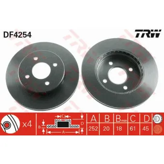 TRW DF4254 - Jeu de 2 disques de frein avant