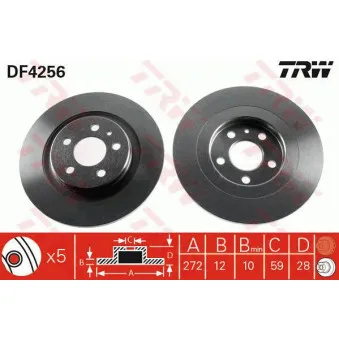 TRW DF4256 - Jeu de 2 disques de frein arrière