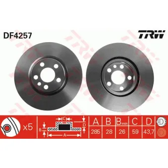Jeu de 2 disques de frein avant TRW OEM 60-00-0612c