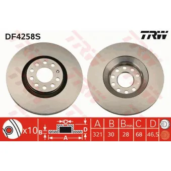 TRW DF4258S - Jeu de 2 disques de frein avant