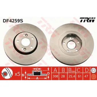 Jeu de 2 disques de frein avant TRW DF4259S
