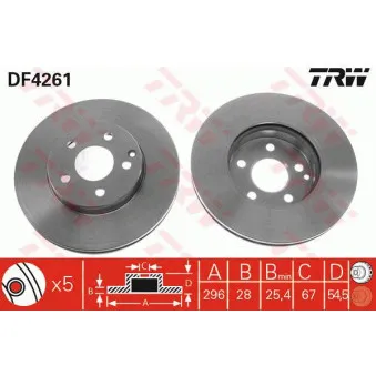 Jeu de 2 disques de frein avant TRW DF4261