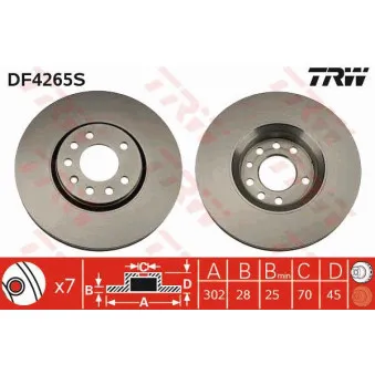 TRW DF4265S - Jeu de 2 disques de frein avant