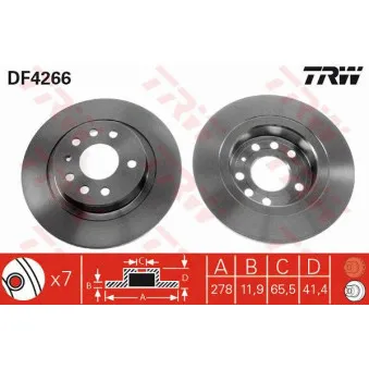 TRW DF4266 - Jeu de 2 disques de frein arrière