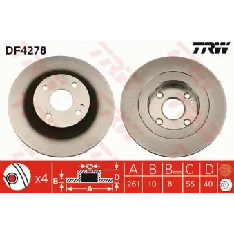 TRW DF4278 - Jeu de 2 disques de frein arrière