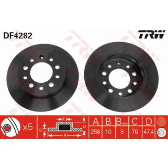 TRW DF4282 - Jeu de 2 disques de frein arrière