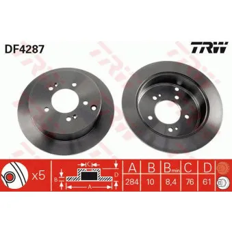 TRW DF4287 - Jeu de 2 disques de frein arrière