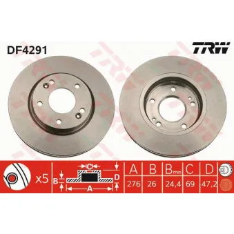 Jeu de 2 disques de frein avant TRW OEM DDF1239-1