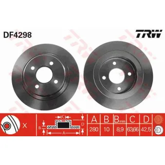 TRW DF4298 - Jeu de 2 disques de frein arrière