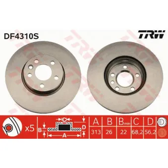 TRW DF4310S - Jeu de 2 disques de frein avant