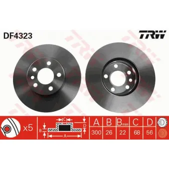 Jeu de 2 disques de frein avant TRW OEM BDR1937.20