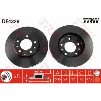 Jeu de 2 disques de frein avant TRW DF4328