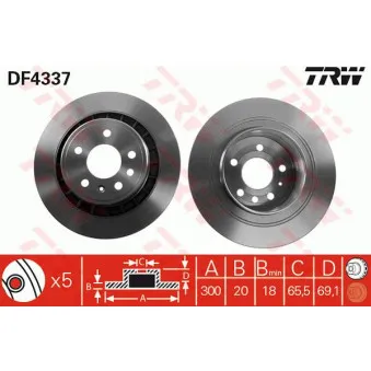 Jeu de 2 disques de frein arrière TRW OEM DDF1604