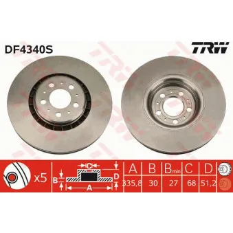 TRW DF4340S - Jeu de 2 disques de frein avant
