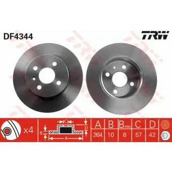 TRW DF4344 - Jeu de 2 disques de frein arrière