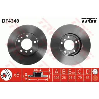 TRW DF4348 - Jeu de 2 disques de frein avant