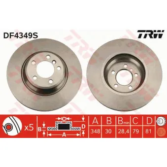 TRW DF4349S - Jeu de 2 disques de frein avant