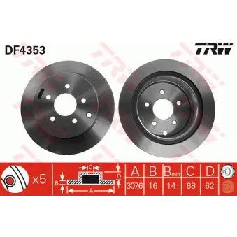 Jeu de 2 disques de frein arrière TRW DF4353