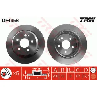 Jeu de 2 disques de frein arrière TRW OEM 61-00-0532C