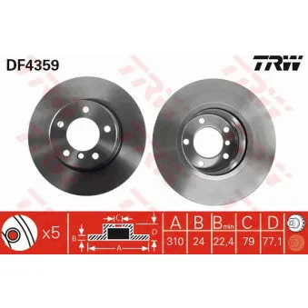 Jeu de 2 disques de frein avant TRW OEM V20-80052