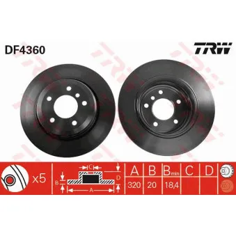 TRW DF4360 - Jeu de 2 disques de frein arrière