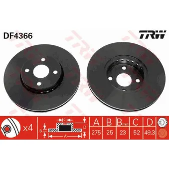 TRW DF4366 - Jeu de 2 disques de frein avant