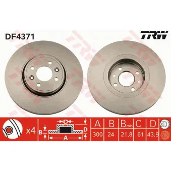 Jeu de 2 disques de frein avant TRW DF4371