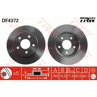 TRW DF4372 - Jeu de 2 disques de frein arrière