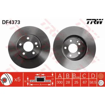 Jeu de 2 disques de frein avant TRW DF4373