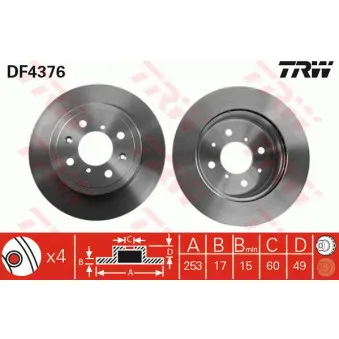 Jeu de 2 disques de frein avant TRW OEM 60-08-817C