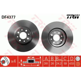 Jeu de 2 disques de frein avant TRW DF4377