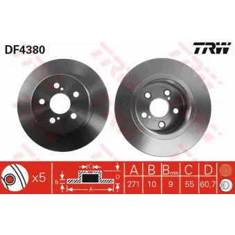 Jeu de 2 disques de frein arrière TRW OEM DDF1556