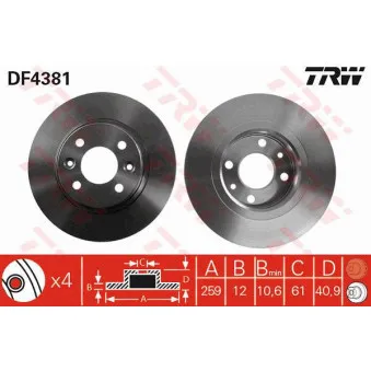 Jeu de 2 disques de frein avant TRW OEM 24.0112-0171.1