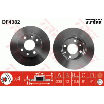 TRW DF4382 - Jeu de 2 disques de frein avant