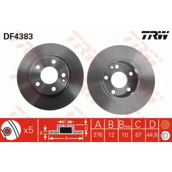 Jeu de 2 disques de frein avant TRW OEM DDF1219