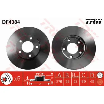 Jeu de 2 disques de frein avant TRW DF4384