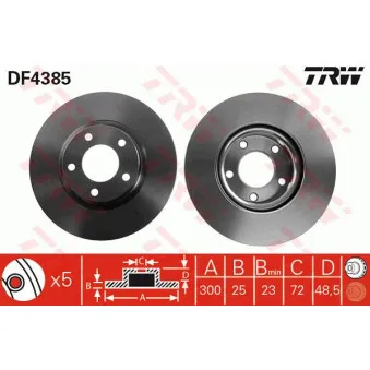 TRW DF4385 - Jeu de 2 disques de frein avant