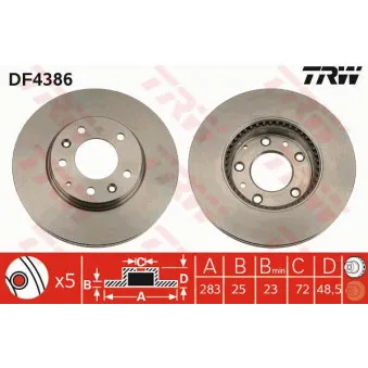 TRW DF4386 - Jeu de 2 disques de frein avant