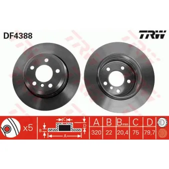 TRW DF4388 - Jeu de 2 disques de frein arrière