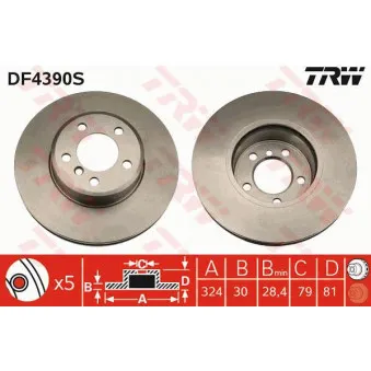 TRW DF4390S - Jeu de 2 disques de frein avant