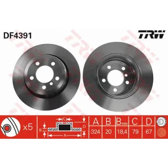 TRW DF4391 - Jeu de 2 disques de frein arrière