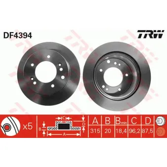 Jeu de 2 disques de frein arrière TRW OEM 24.0120-0202.1