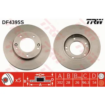 TRW DF4395S - Jeu de 2 disques de frein avant