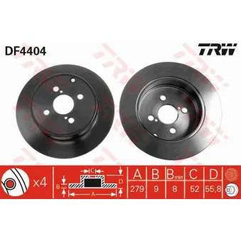 TRW DF4404 - Jeu de 2 disques de frein arrière