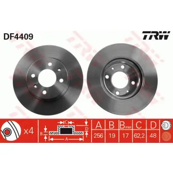 Jeu de 2 disques de frein avant TRW DF4409