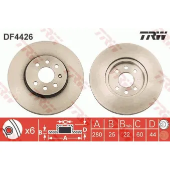 TRW DF4426 - Jeu de 2 disques de frein avant