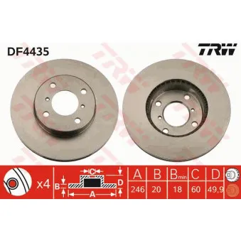 Jeu de 2 disques de frein avant TRW OEM 60-08-891C