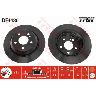 Jeu de 2 disques de frein arrière TRW OEM A2204230112